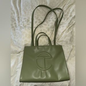 TELFAR MEDIUM SHOPPING TOTE IN DRAB AUTHENTIC